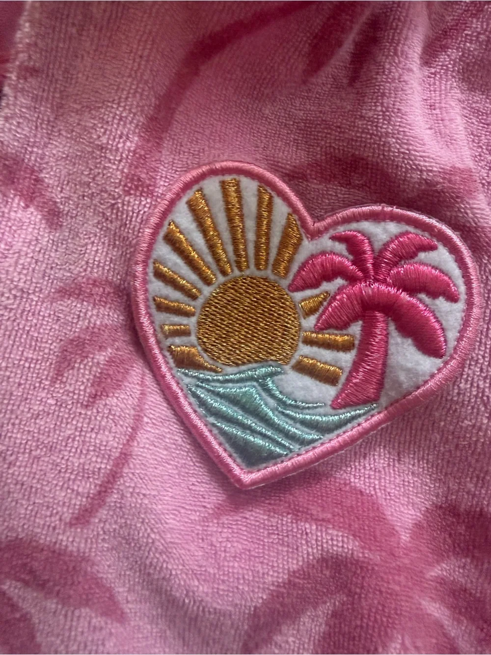 Andy & Evan Pink Hooded Terrycloth Beach Coverup Romper Palm Trees NWOT